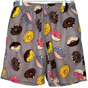 US Surf Club Mens Bathing Suit, Swimsuit Colorful Donut Print Gray Size Large